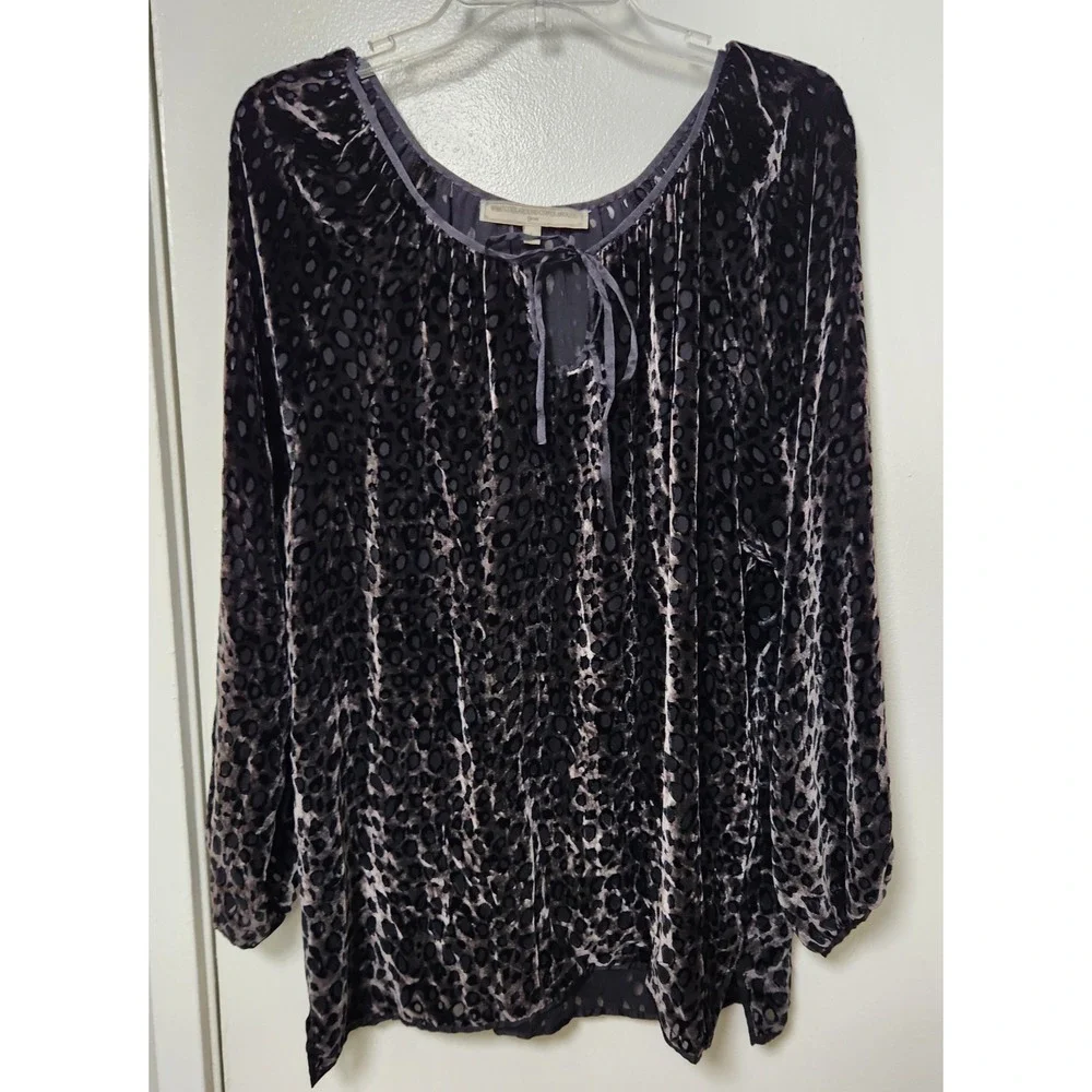 What Goes Around Comes Around Animal Print Velvet Burnout Tunic Large Black Gray